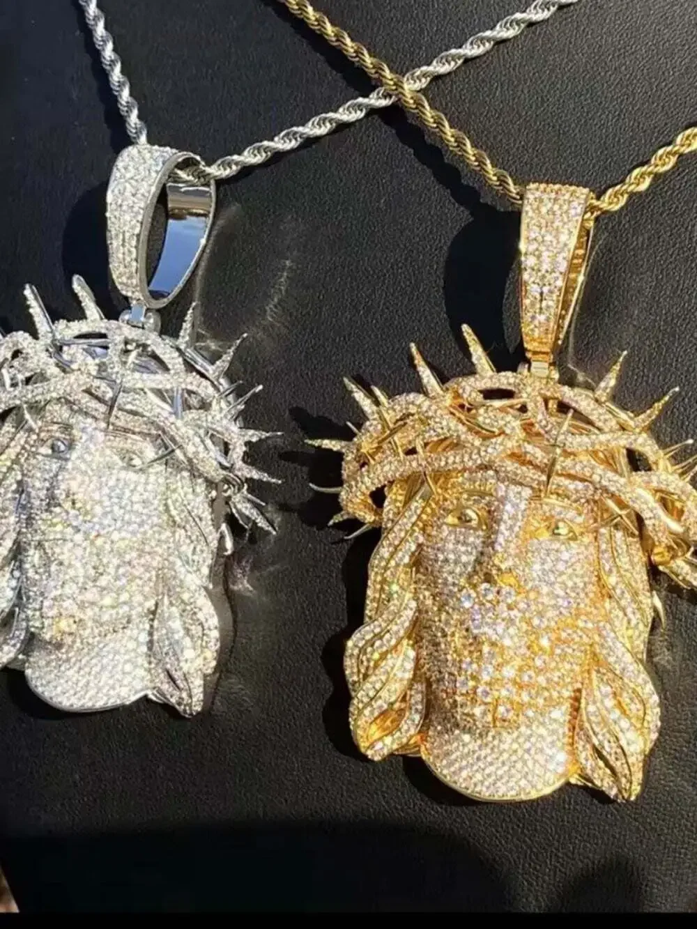 Silver Jesus pendant with rope chain 24inch